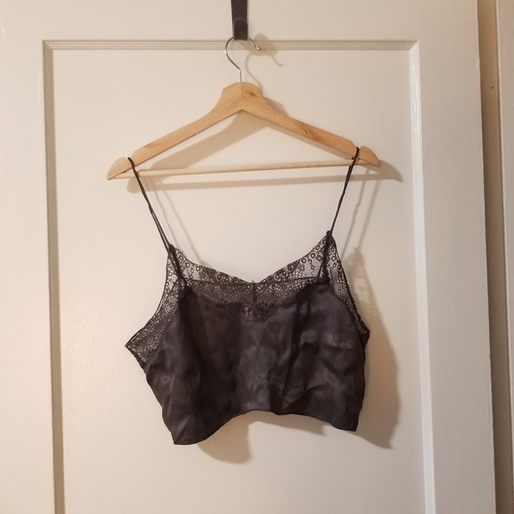 Free People Tops - Free People Gray Silk like Lace Tank size M